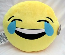 Almohada de felpa de 12" sonriente lágrimas de felicidad emoji redonda suave emoticono