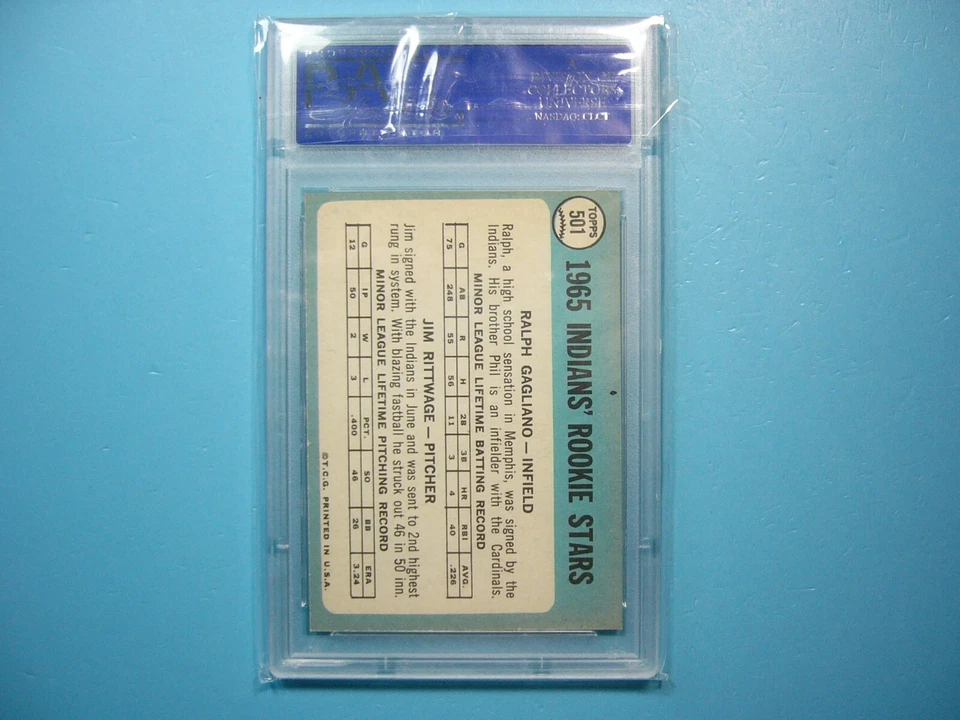 1965 TOPPS BASEBALL CARD #501 RALPH GAGLIANO JIM RITTWAGE ROOKIE STARS PSA 8 GL - Image 2 of 4