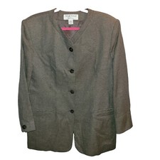 Rena Rowan For Saville Blazer Women's Sz 14 Gray Jacket Career Vtg NWT 4 Button