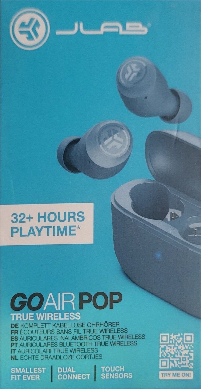 Nuovo JLab Goair Pop IN Ardesia Colore senza Fili Earbuds Danneggiato Confezione