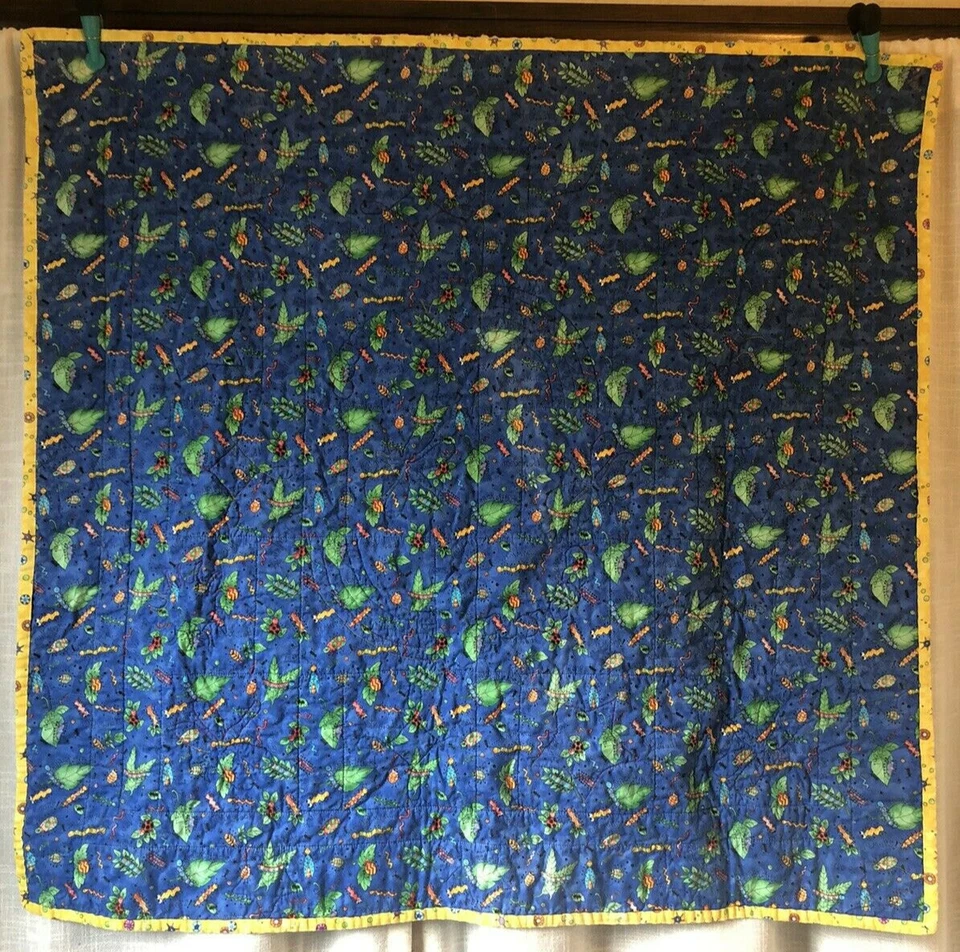 Edredón hecho a mano para cuna de bebé - amarillo azul verde insecto tema Foto 2 de 4