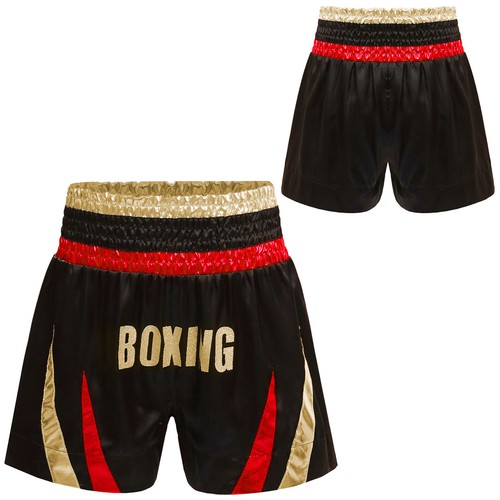 Boy Muay Thai Boxing Shorts Trunks Metallic Side Split Satin Kickboxing Training - Picture 11 of 32