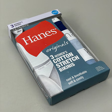 HANES 3 PACK  Originals Women's Breathable Cotton Bikini Underwear Sz 2XL Blue