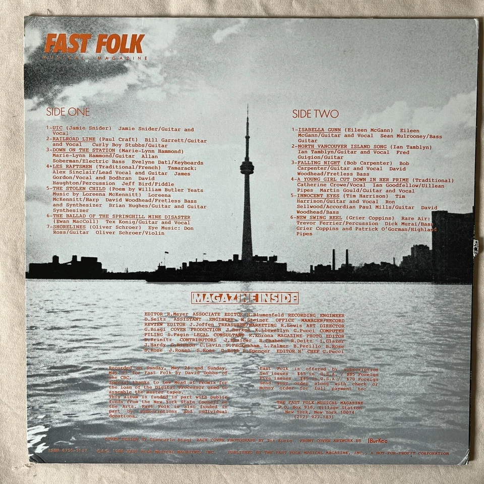 РАЗЛИЧНЫЕ Fast Folk: Торонто 1988 виниловая пластинка быстрый фолк музыкальный журнал FF 408 - VG + - Изображение 2 из 4
