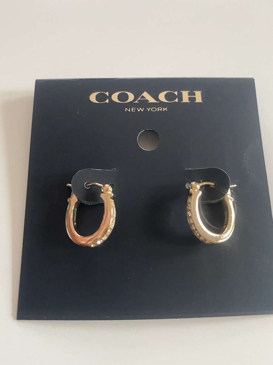 COACH♥Pave Signature Huggie Earrings ピアス F54497 Coach Pave Signature Huggie Earrings - Black/Silver - F54497