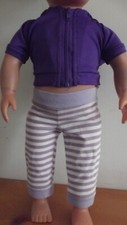 18" Doll Clothes for Our Generation My Life Girl Purple Shirt  Stripe Pants