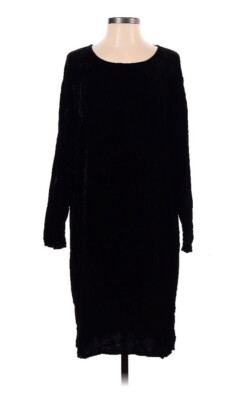 CP Shades Velvet Black Long Sleeve Dress Silk Blend Size SMALL Swing Popover