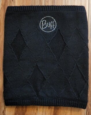 Womens Buff Original Neck Warmer Black Crystal Logo Warm Knit Winter #316