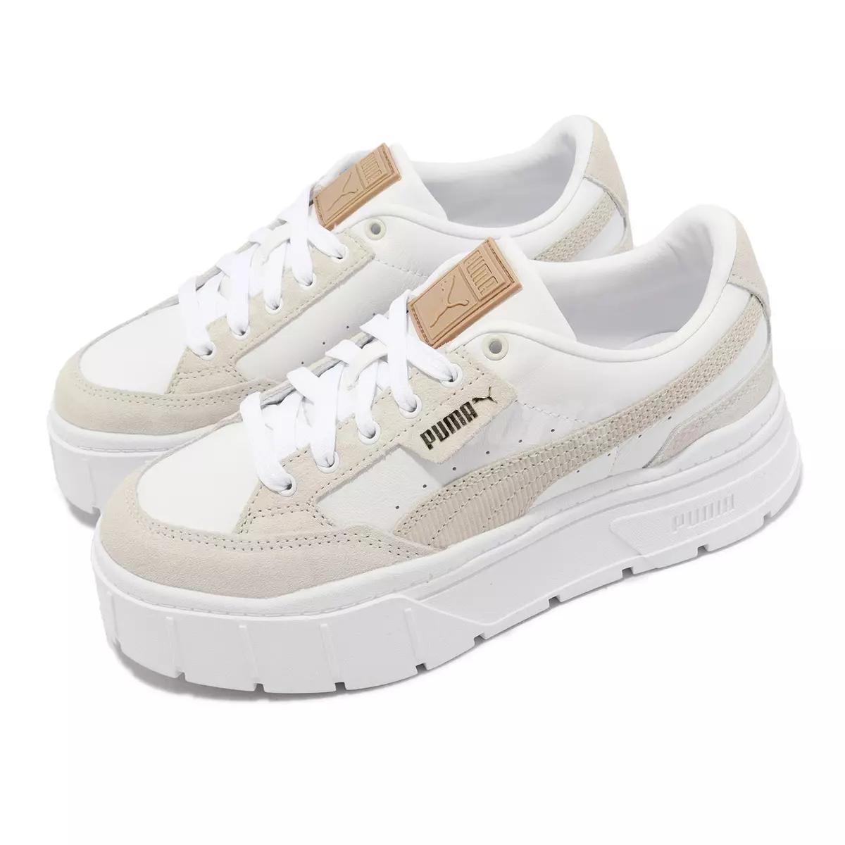 Puma Mayze Stack Cord Wns White Beige Women Casual Platform Shoes Puma Mayze Stack Cord Wns White Beige Women Casual Platform Shoes