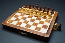 Travel-Sized 12 Wooden Magnetic Chess Set Han...