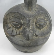 Chimu Stirrup Spout Bottle, Figural Owl Head