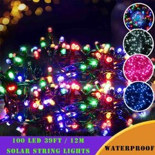 39ft 100 LED Solar Powered String Lights Fairy Garden Decor Outdoor Waterproof