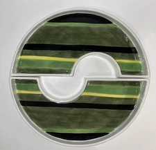 2 FITZ & FLOYD COCKTAILS, ANYONE? Hand Painted Chip & Dip Replacement Trays