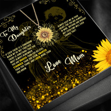 To My Daughter Necklace, Sunflower Necklace, Daughter Gift from mom, dad
