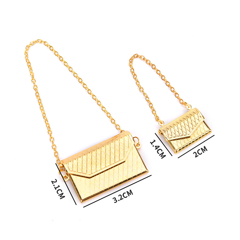1Pc Metal Chain Pack Doll Bag Miniature Shopping Handbag Clothes AccesY