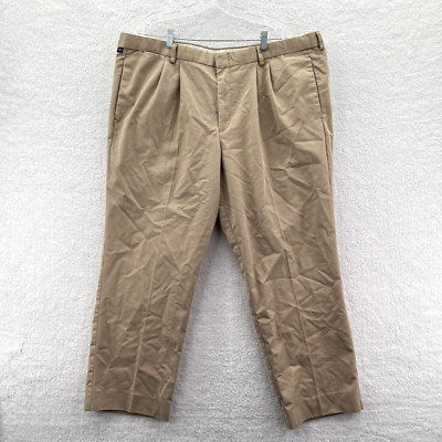 Dockers Dress Pants Mens 44x30 Beige Pleated Straight Leg Business Suit Pant