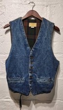 Denim Vest Flannel Lined 'New River Co' Button Down Size M Fisherman Core USA