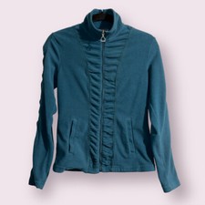 Ariat Women's Fleece Full Zip Rouched Sleeve Teal Jacket Size XS