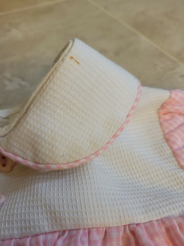 Pair Vintage 70s Little Girls Two Toddler Pink Dresses Plaid Embroidered Ruffle - Picture 4 of 11