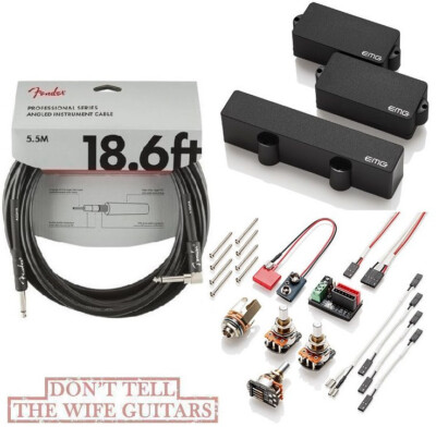EMG P5J SET BLACK 5 STRING PJ BASS PICKUPS ( FENDER 18FT CABLE ) Precision Jazz