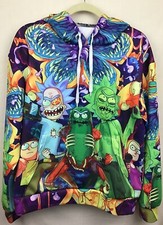 Rick & Morty  Boy's Multicolor Characters Medium Long Sleeve Hoodie