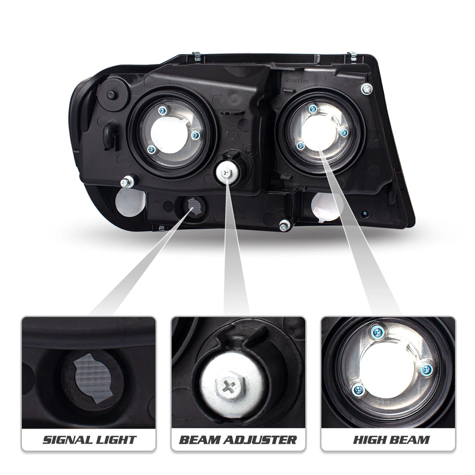 For 1999-2004 Jeep Grand Cherokee Chrome Headlights Amber Corner Headlamps Pair - Image 3 of 4