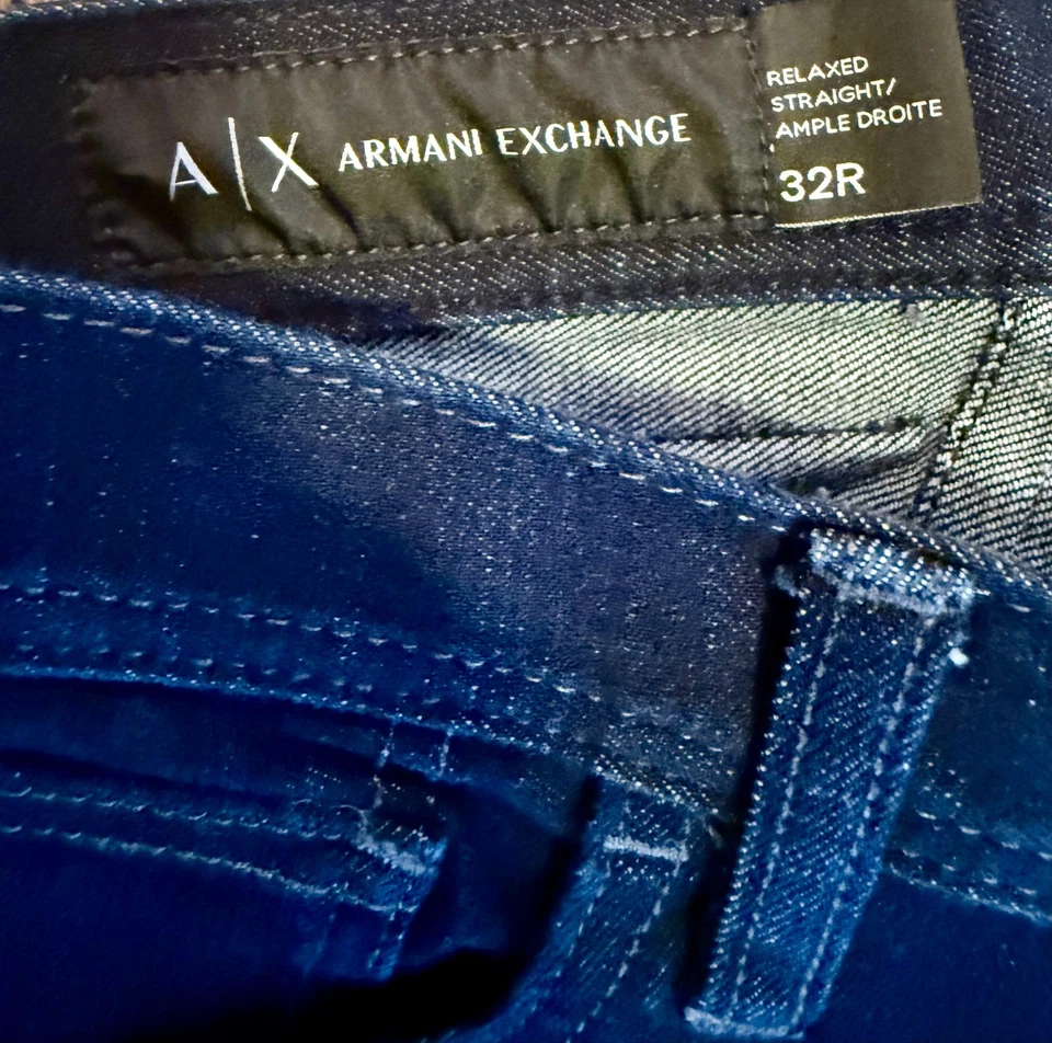 Pantalones de mezclilla para hombre A|X Armani Exchange azul oscuro relajados rectos 32 regular/31 Foto 3 de 4