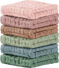 Cuddle Campus Muslin Baby Washcloths 6 Pack 12x12