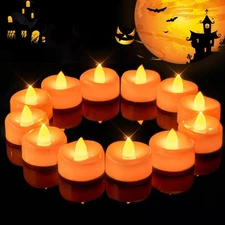 Halloween Flameless Candles, 24-Pack Orange Tea Lights 24-Pack, Light 