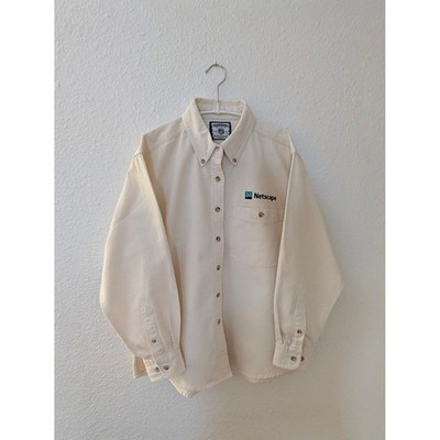 Vintage 90s Netscape Lee Denim Button Down Shirt, Womens S Tech Promo - Cream
