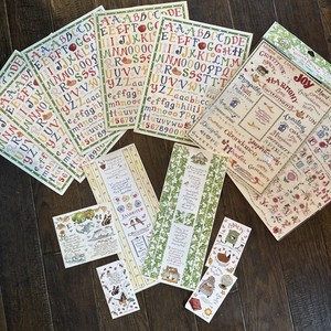 Enorme lotto fogli adesivi alfabeto ramo Susan vintage 8,5 x 11 più altri