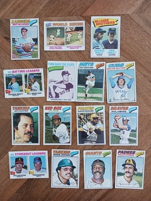 Lot of 15 1977 Topps Baseball Cards with Hall of Fame Players on Every Card