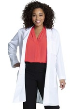 Womens Scrub Lab Coat Button Up Front 3 Pockets Modern Classic Fit CK421