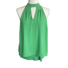 bar III Women’s Keyhole Sleeveless Tulip Layered Green Top Size Medium - NEW
