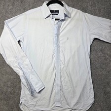 Turnbull Asser 15.5" Bespoke Mens Dress Shirt Blue Cotton French Cuff England
