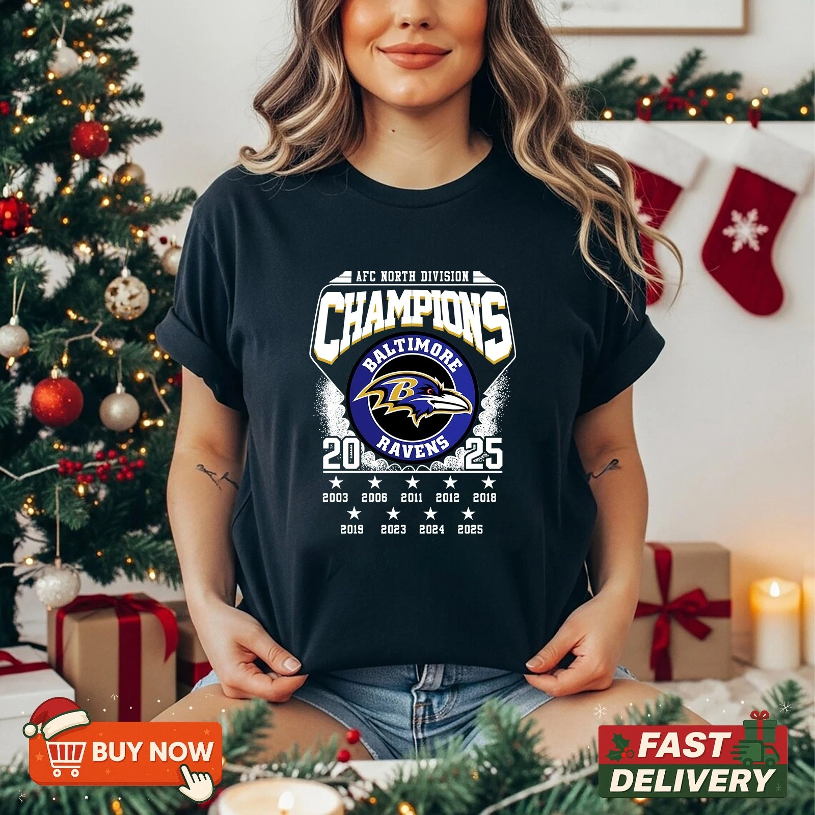 Baltimore Ravens AFC North Division Champions 2025 TShirt