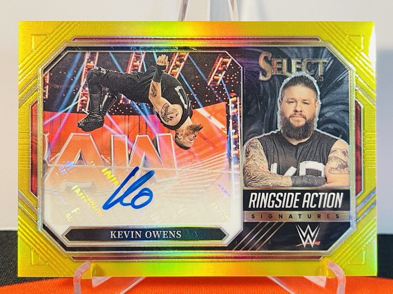 2023 Panini WWE Select Ringside Action Kevin Owens Gold Auto SP /10 ROH Steen SP