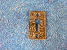 Antique Cast Brass Keyhole Escutcheon Plate - Eastlake Style - Rectangular