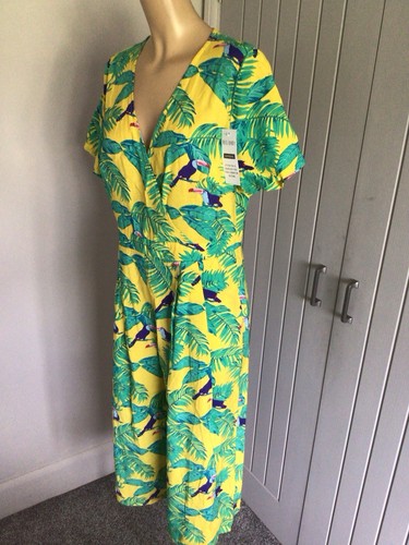 BNWT Ladies Summer Midi Culottes Dress UK 14 V Neck Short Sleeve 45” L UNUSED - Picture 3 of 18