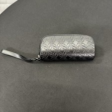 Oakley Eyeglasses Case Soft Leather With Zipper Closure Black Wristlet Logo Patt