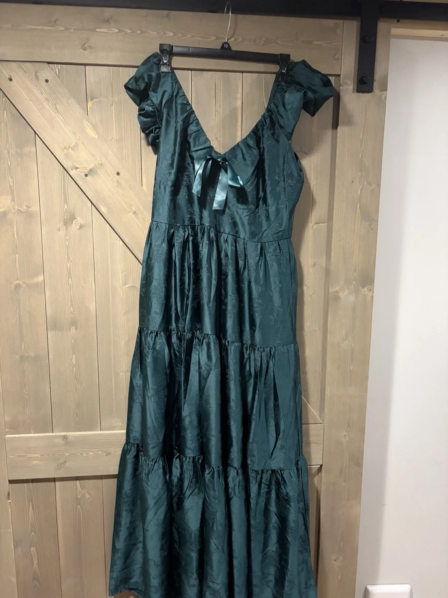 francesca's green floral dress Gryphon Green Abstract Floral Print Francesca Cross Back High Low Dress NWT  Sz S