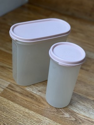 Vintage Tupperware Set Of 2 #1641 And #1613 With Lids #1607 And #1616 Dusty Pink