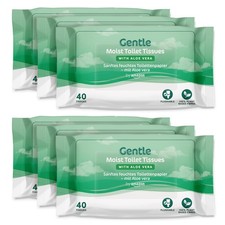 Gentle Moist Toilet Tissues with Aloe Vera Flushable 240 Count 6 packs Free Ship