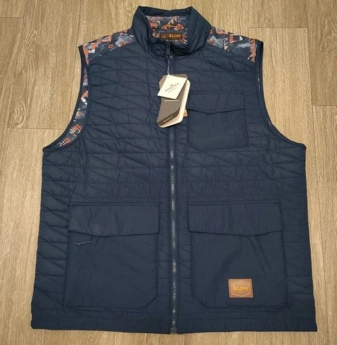 &Lore By Tahoe River Men's Quilted Vest Size XL Full Zip Blue Sleeveless Jacket  image 10