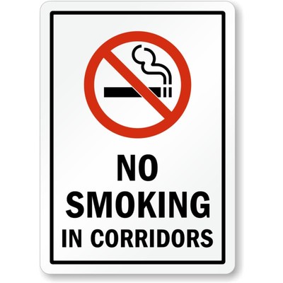 Corridors No Smoking Aluminum Weatherproof Sign b00825