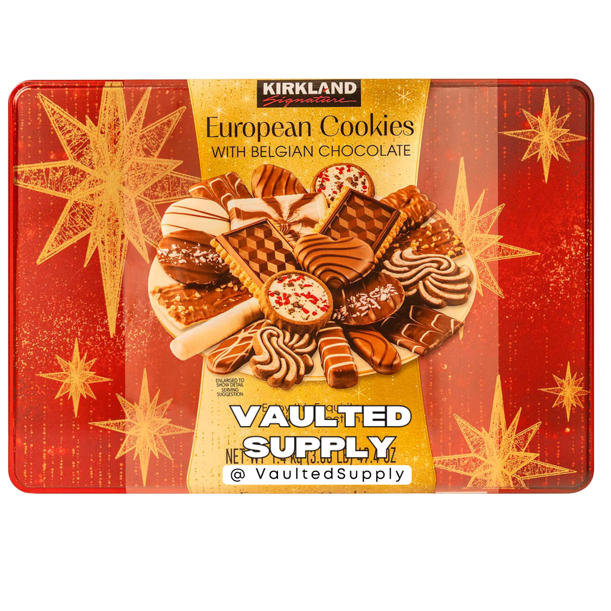 Kirkland European Cookies Belgian Chocolate 49.4 oz Tin – Holiday