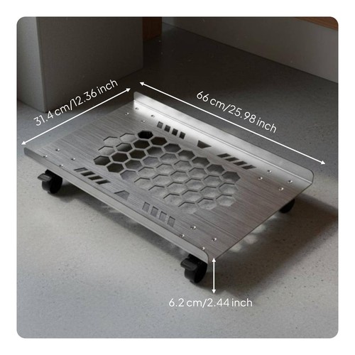 Stainless Steel PC Stand Load Bearing Computer Computer Chassis Trolley Locking - Afbeelding 14 van 25