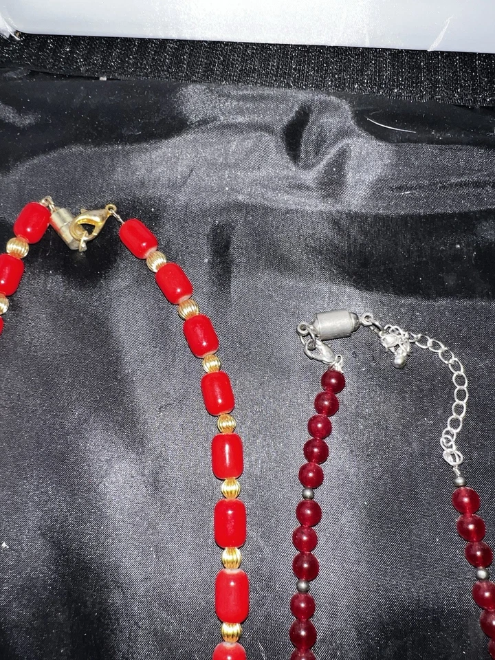 Lote de 5 Collares Disfraz Rojo y Naranja Cuentas Colgante Joyería Distintiva Foto 3 de 3