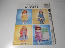 M4336 McCall's Sewing Pattern Doll Clothes Wardrobe 4 views 18" doll Uncut