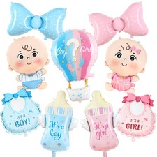 Gender Reveal Decoration Set - Includes Boy or Girl Baby Shower Foil Balloon ...